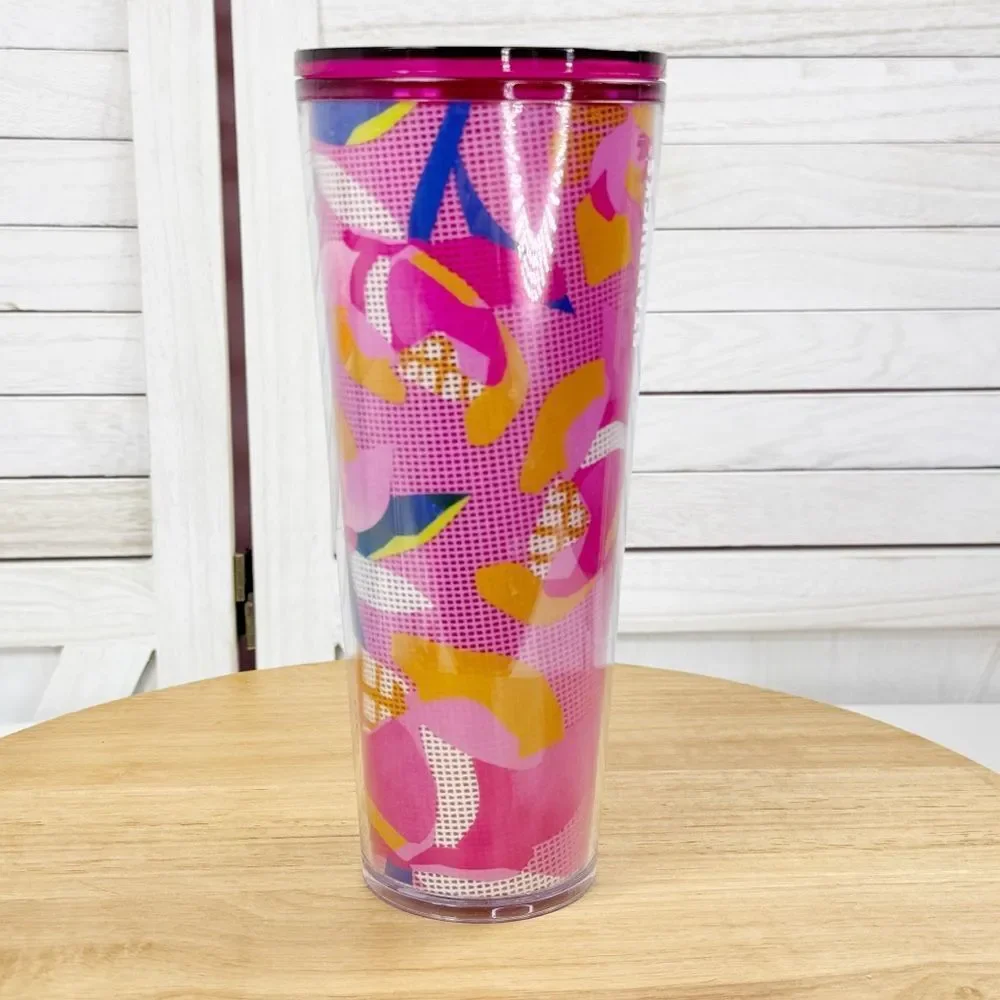 Starbucks 2023 Pink Peony Floral Double Wall Acrylic Tumbler Cup‎ 24oz Venti